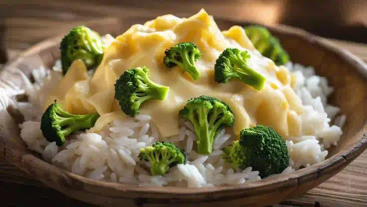 arroz con brócoli y queso