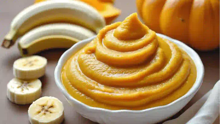 papilla de calabaza y plátano