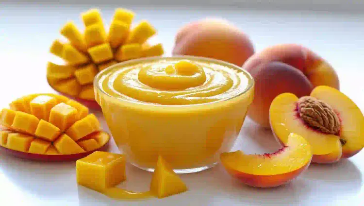 papilla de mango y durazno