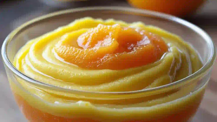 papilla de banano y naranja