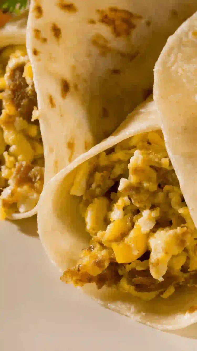 tacos de tortilla suave con queso y aguacate